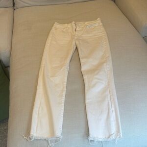 MOTHER Cropped White Jeans